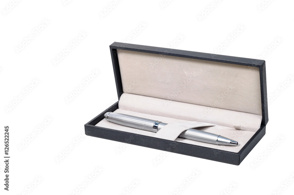 Luxury pen box set on white background. Luxury pen box set on white background.