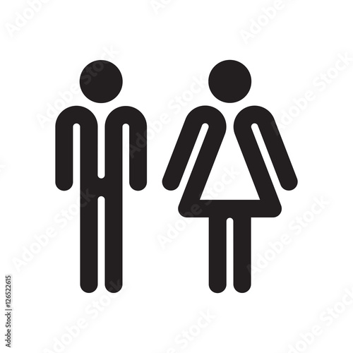Man and woman WC sign on white background. Flat people icon.