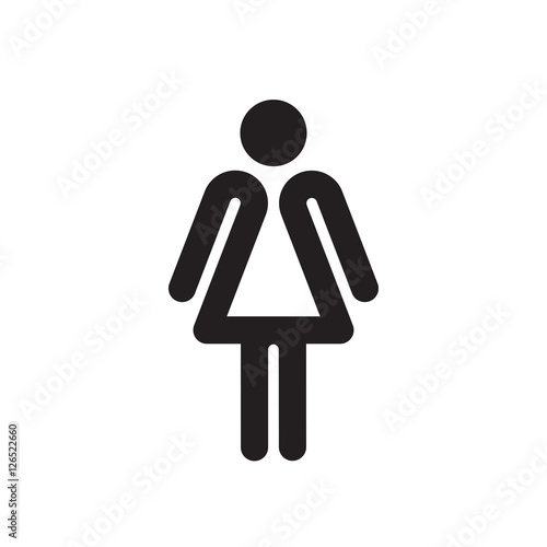 Black silhouette of a woman, isolated on white background. Suitable for a toilet sign.