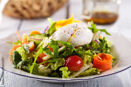 Vegetarian Salad with Poached Egg