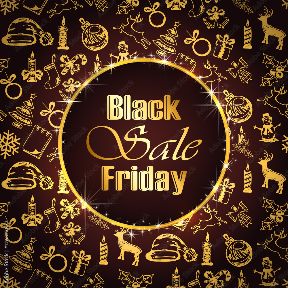 Black friday sale on background with golden decoration Black friday sale on background with golden decoration