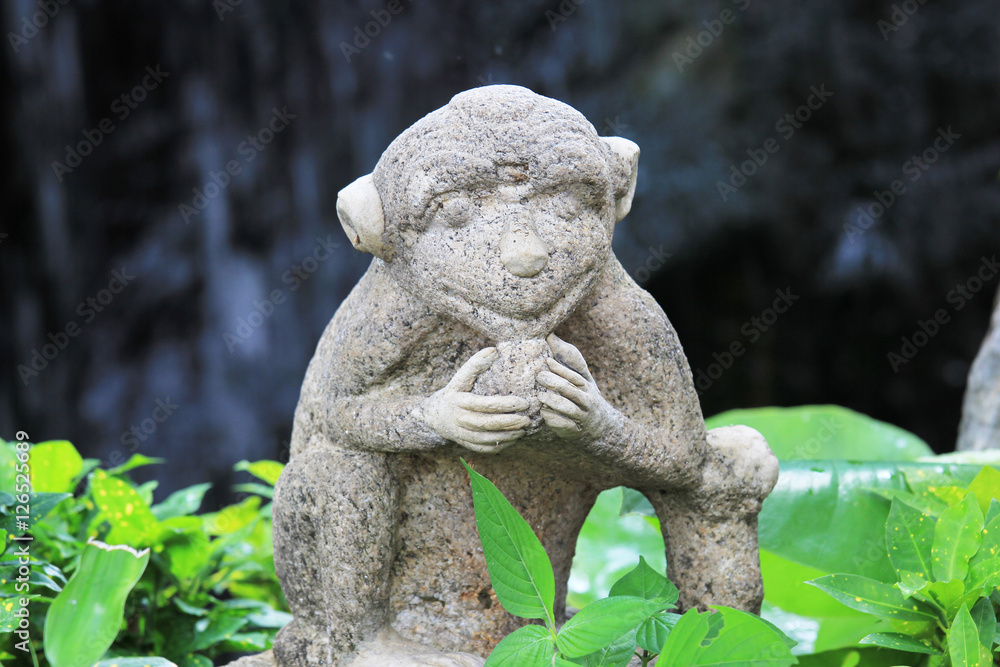 Statue Sculpture monkey in public garden
