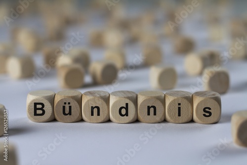 Bündnis - Holzwürfel mit Buchstaben