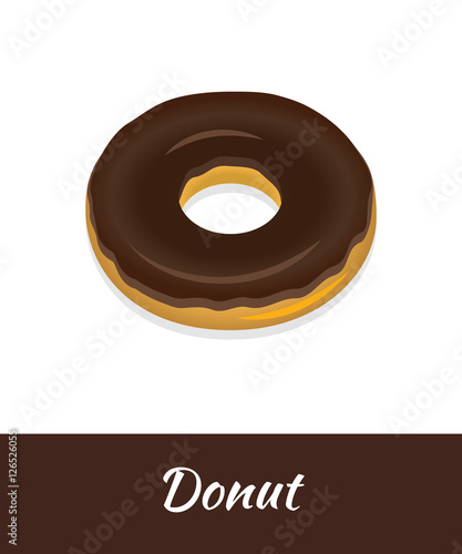 Donut vector food isolated on white background. Fresh chocolate doughnut brochure Breakfast