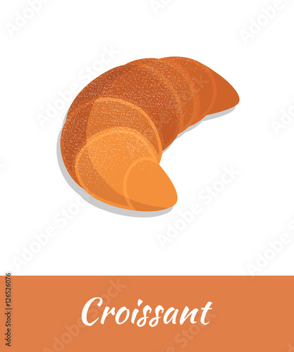Croissant vector food isolated on white background. Fresh croissant French Breakfast brochure