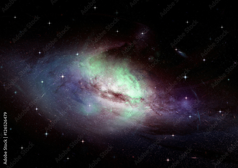 Stars, dust and gas nebula in a far galaxy