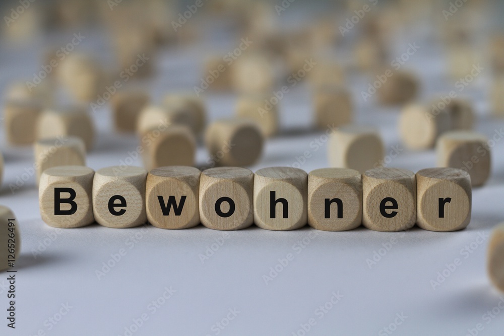 Bewohner - Holzwürfel mit Buchstaben