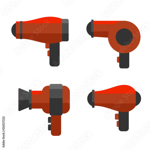 Hairdryer Icon Set on White Background. Vector photo