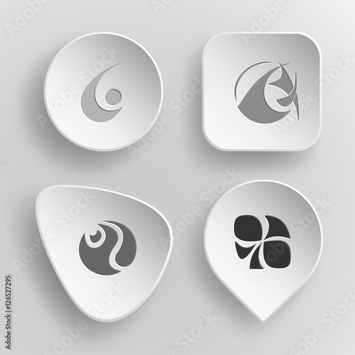 4 images: unique abstract forms. Abstract form set. White concav