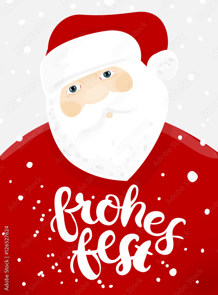 Santa Claus with Snowflakes. Christmas Invitation and Greetings. Santa Claus with Snowflakes. Christmas Invitation and Greetings.
