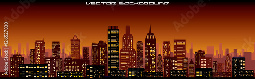 Cityscape Background. Night Skyline Banner