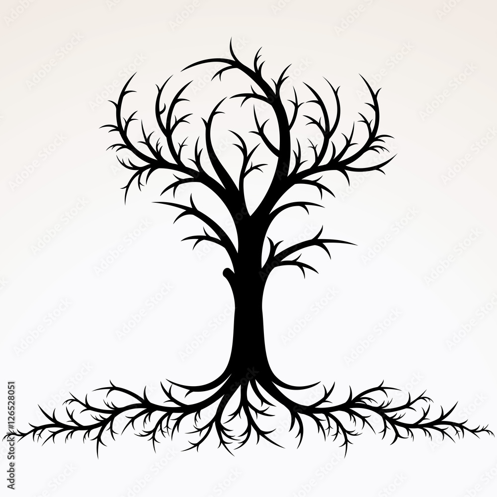 Obraz premium Tree with Root Silhouette. Vector