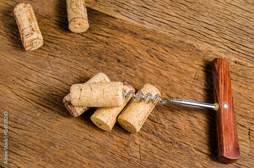 corkscrew on wooden background