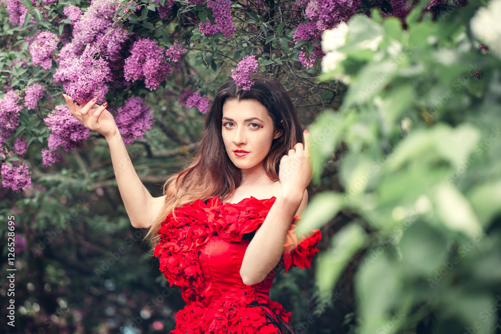 beautiful young woman in red dress beautiful young woman in red dress