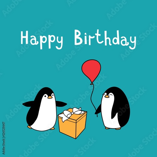 happy birthday with penguins