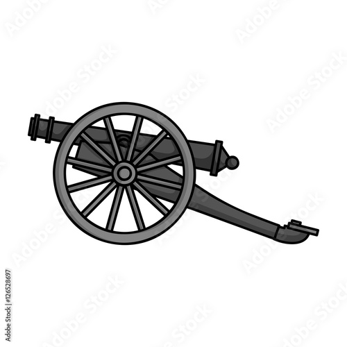 Cannon icon in monochrome style isolated on white background. Museum symbol stock vector illustration.