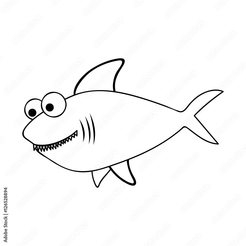 Obraz premium shark fish cartoon icon imagevector illustration design 