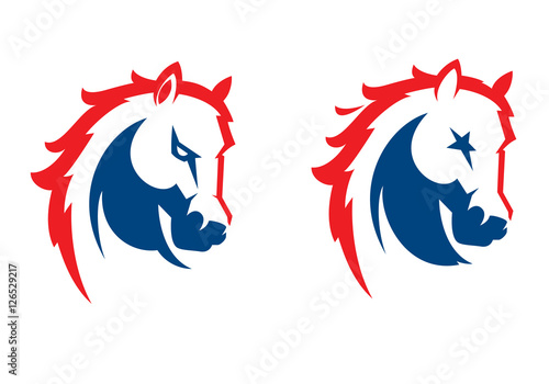 Mustang sport mascot. Horse head logotype. Label. Emblem