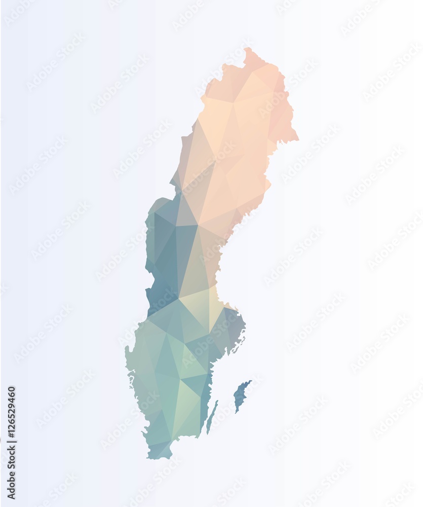 Naklejka premium Polygonal map of Sweden