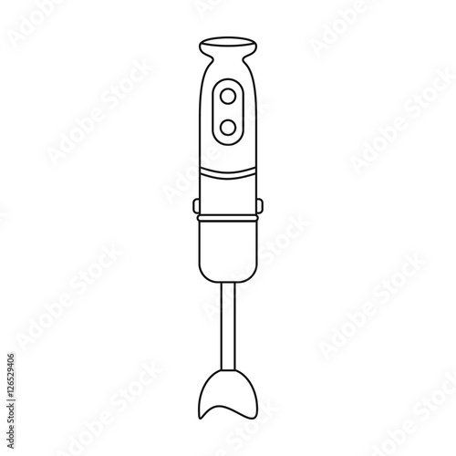 Immersion blender icon in outline style isolated on white background. Kitchen symbol stock vector illustration.