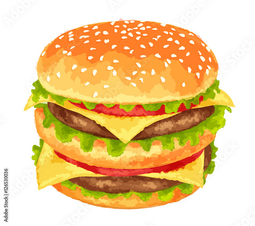 Big burger on white background