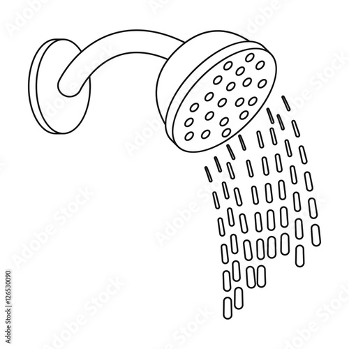 Shower icon in outline style isolated on white background. Hotel symbol stock vector illustration.