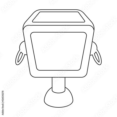 Garbage can icon in outline style isolated on white background. Parksymbol stock vector illustration. photo