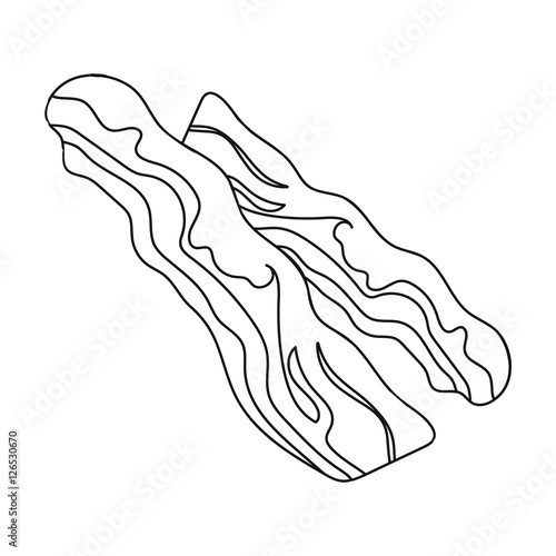 Bacon icon in outline style isolated on white background. Meats symbol stock vector illustration