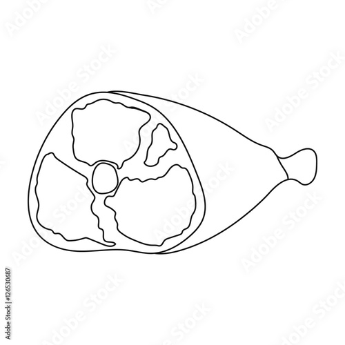 Ham icon in outline style isolated on white background. Meats symbol stock vector illustration