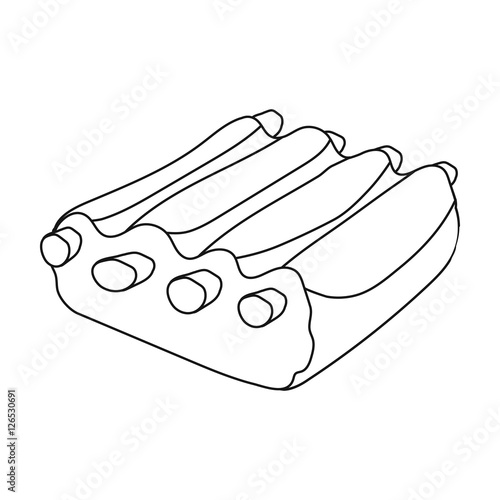 Pork ribs icon in outline style isolated on white background. Meats symbol stock vector illustration