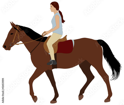 girl riding a horse - vector illustration