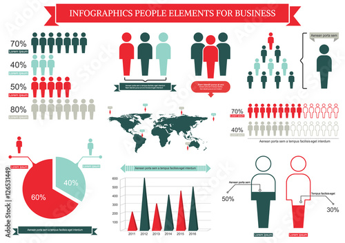 Collection of infographic people  elements for business.Vector i