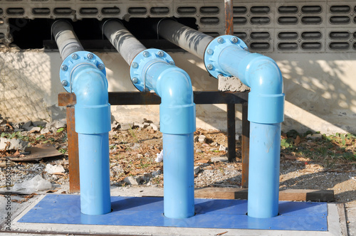 Connect with blue PVC pipes for water use