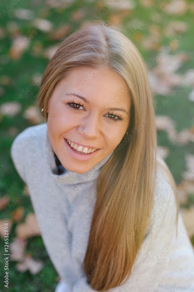 Pretty blonde girl at autumn Pretty blonde girl at autumn