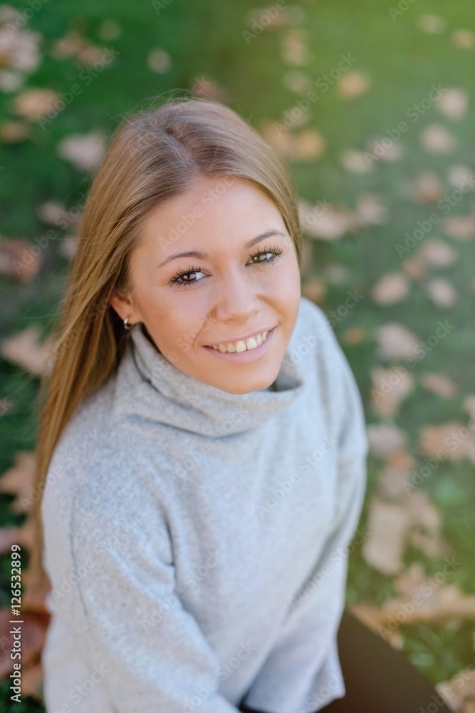 Pretty blonde girl at autumn Pretty blonde girl at autumn