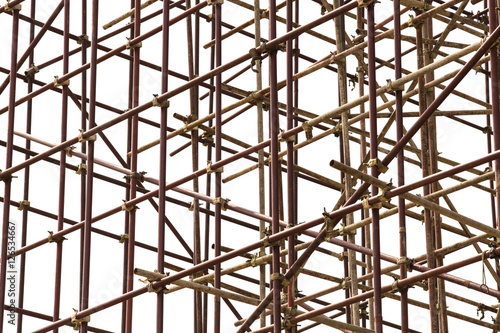 steel scaffolding on white background photo