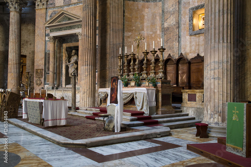 The interior of the Pantheon in Rome, the altar