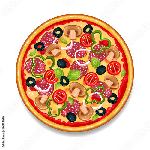 Colorful Round Tasty Pizza