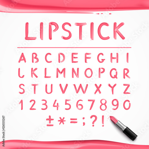 Pink Red Glossy Lipstick Alphabet Poster 