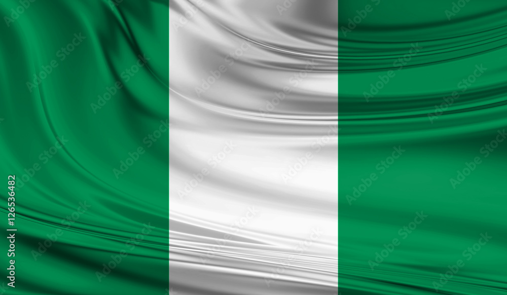 National waving flag of Nigeria on a silk drape National waving flag of Nigeria on a silk drape