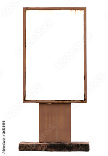 old signboard isolated on white with clipping path