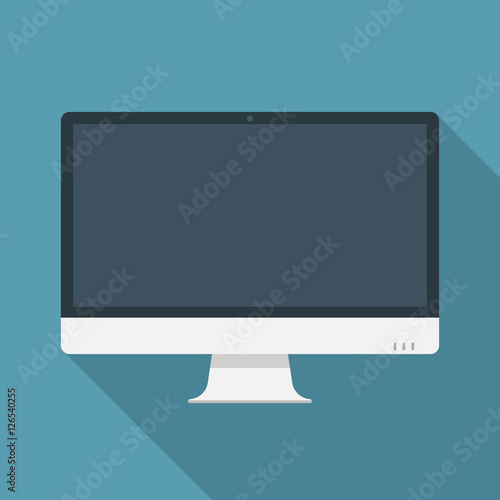 Computer pc monitor web icon vector. Monitor icon in flat style on blue background. Vector isolated illustration.
