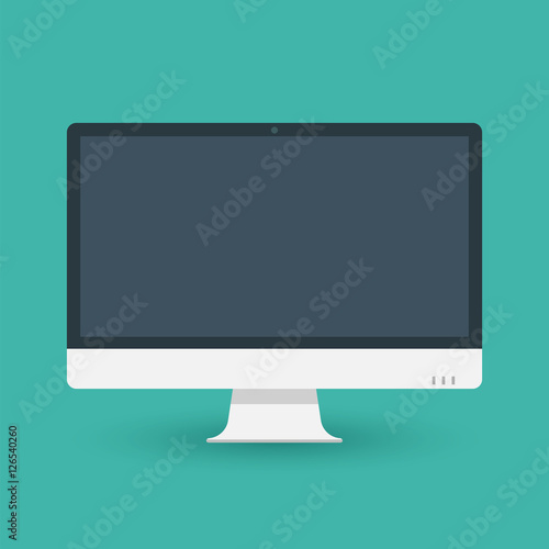 Computer pc monitor web icon vector. Monitor icon in flat style on blue background. Vector isolated illustration. photo