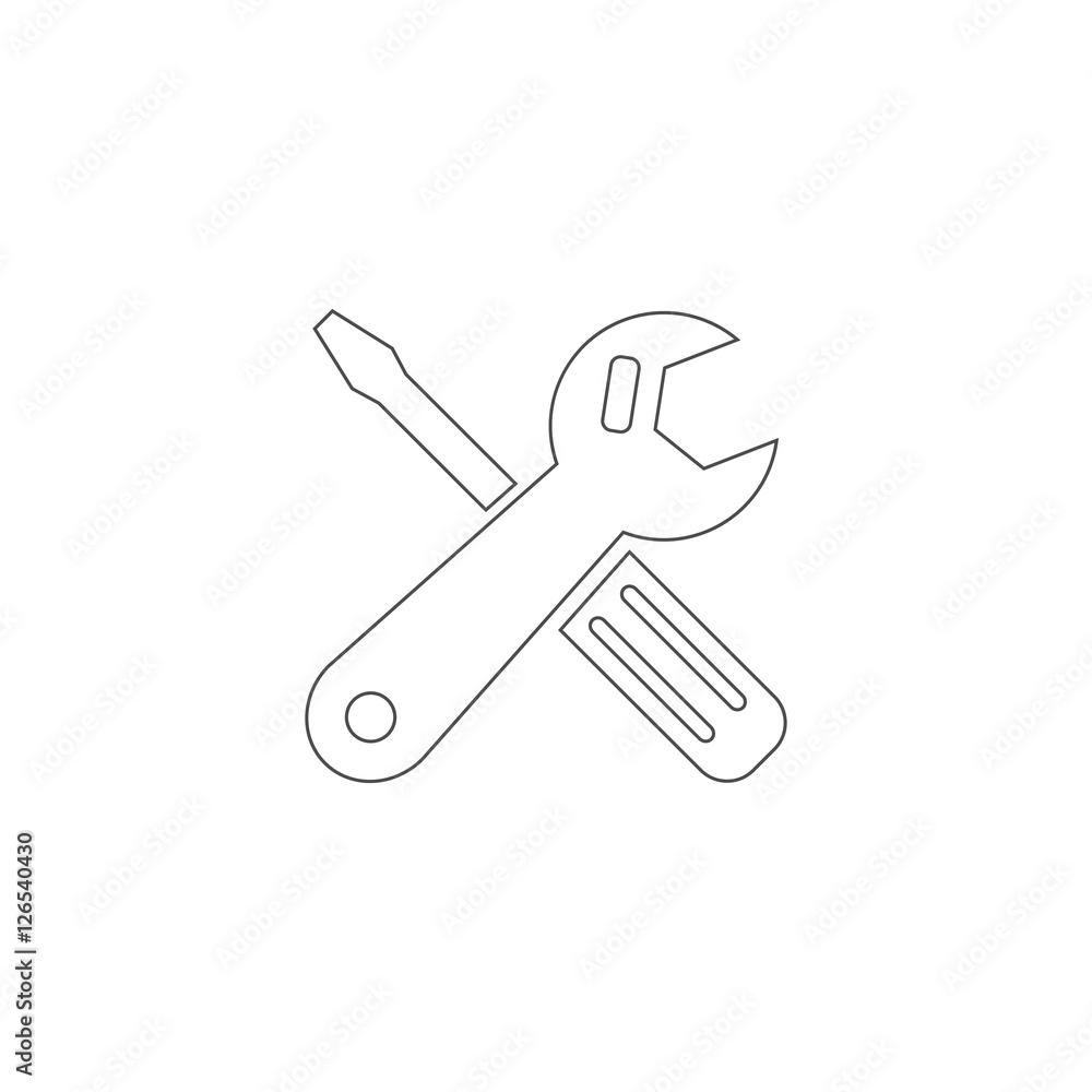 Car service sign icon outline. Repair grey sign. Vector isolated object. Car service sign icon outline. Repair grey sign. Vector isolated object.