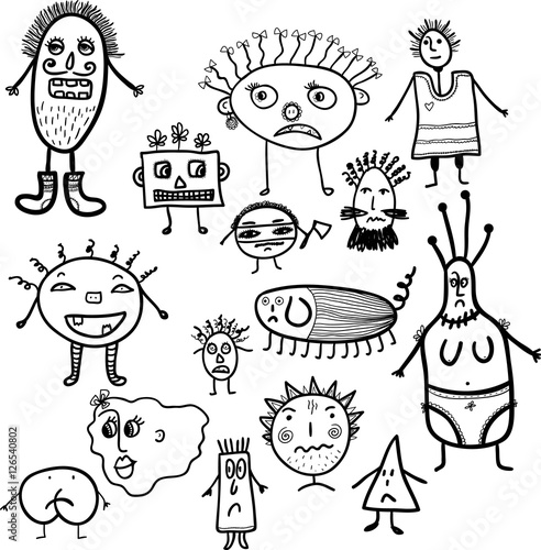 Cute vector microbes set