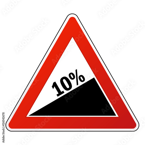 Achtung Schild Steigung um 10%
