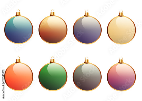 Set of colorful Christmas balls isolated on white background.
