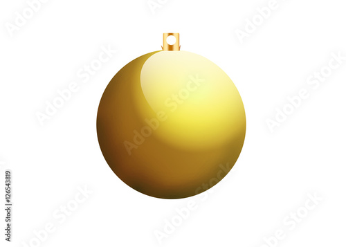 Golden christmas ball on white background