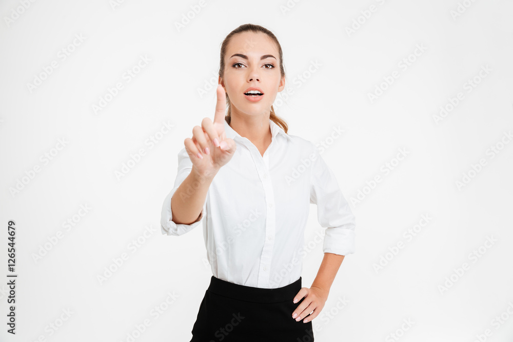 Young beautiful businesswoman pointing at camera Young beautiful businesswoman pointing at camera