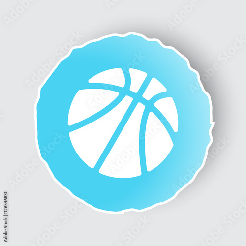Blue app button with Basketball icon on white.